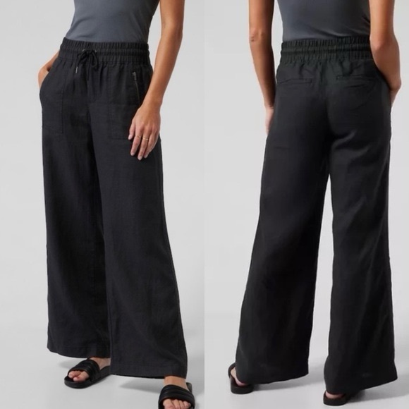 Athleta Black Cabo Linen Wide Leg Pant - Picture 5 of 7